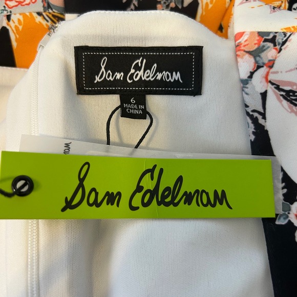 Sam Edelman NWT Floral Print Scuba Dress Ruffle Sleeve Square Neck Size 6 - Picture 5 of 6